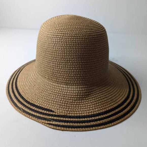 New Magid Hats Brown Black UPF 50+ Striped Straw Sun Hat One Size main image 11